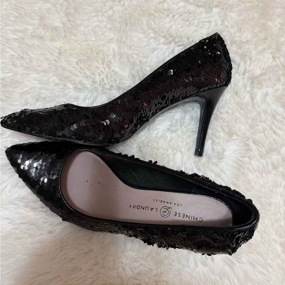 Chinese Laundry Black Sequin Heels